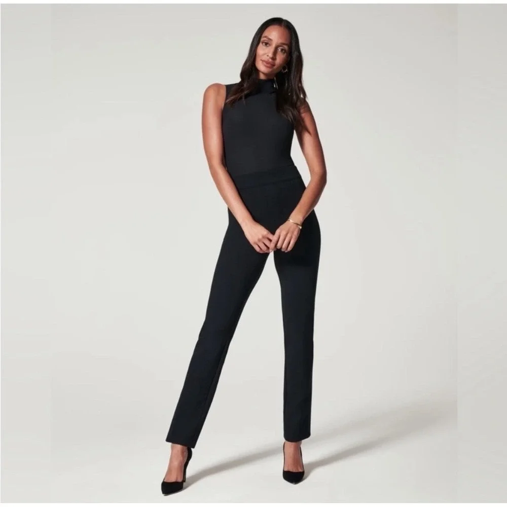SPANX Black PerfectFit Ponte Slim Straight Pants Trousers‎ 20254R Pull On Size L
